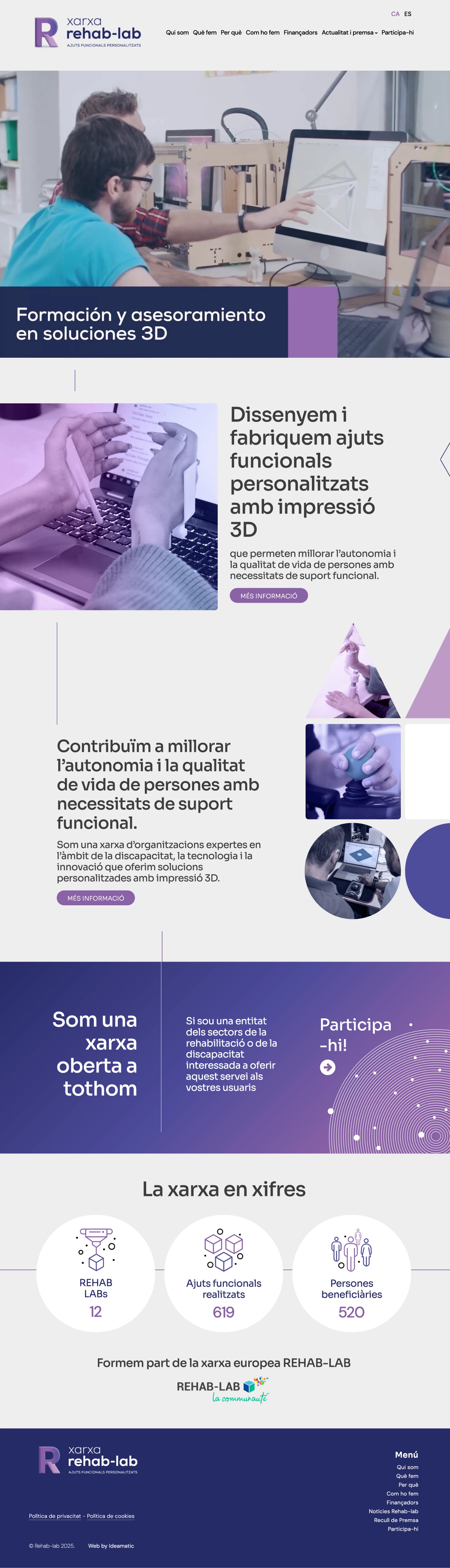 Projecte web Ideamatic - Rehab-lab pàgina inici